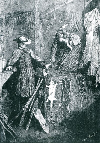 अमेरिका के पश्चिमी राज्यों में भारतीयों के साथ बार्टरिंग, जोसेफ स्वैन (1820-1909) 1871 द्वारा उत्कीर्ण द्वारा आर्थर बॉयड हॉटन