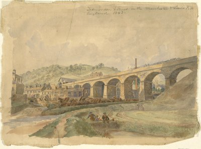 मैनचेस्टर और लीड्स रेलवे पर टोडमॉर्डेन वायाडक्ट, इंग्लैंड 1843 द्वारा आर्थर फिट्ज़विलियम टैट