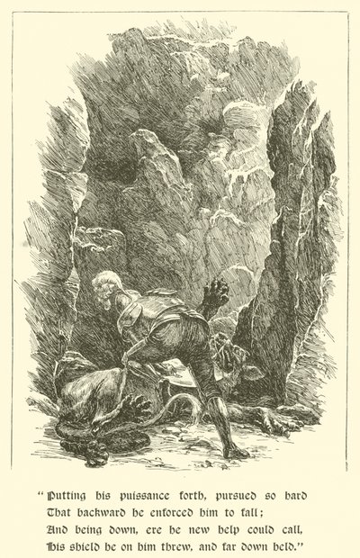 सर कैलिडोर, शिष्टाचार के शूरवीर, एक हजार जीभ के साथ जानवर (उत्कीर्णन) द्वारा आर्थर जॉर्ज वॉकर