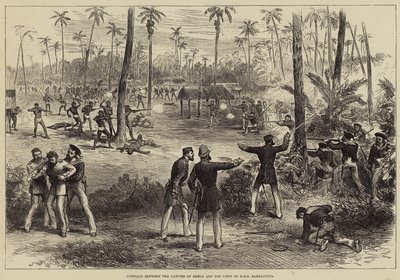 समोआ के मूल निवासी और एचएमएस बाराकौटा के चालक दल के बीच संघर्ष द्वारा Arthur Hopkins