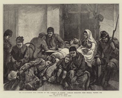 रुसो-तुर्की युद्ध, यूरोप में अभियान का उद्घाटन, इब्राइला से पलायन करने वाले परिवार, मिडनाइट ट्रेन की प्रतीक्षा द्वारा आर्थर हॉपकिंस