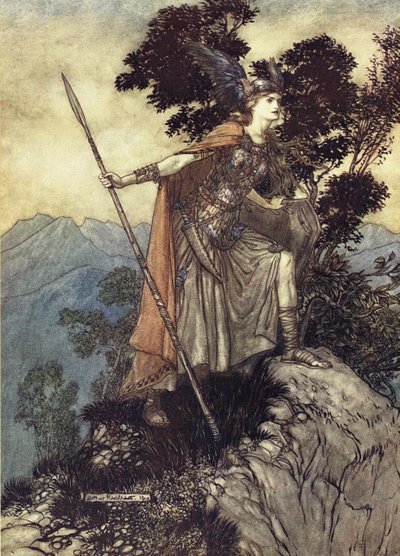 Brunhilde। रिचर्ड वैग्नर द्वारा राइनगोल्ड एंड द वाल्क्रि के लिए चित्रण, 1910 द्वारा आर्थर रैकहम