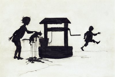 डिंग डोंग बेल, मदर गूज़ का चित्रण: द ओल्ड नर्सरी राइम्स, 1913 (कलम और स्याही) प्रकाशित द्वारा आर्थर रैकहम