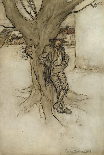 रिप्स बेटे, खुद का एक सटीक समकक्ष, जैसा कि वह पहाड़ पर चढ़ गया, 1904 (कागज पर कलम और स्याही के साथ wc) द्वारा आर्थर रैकहम