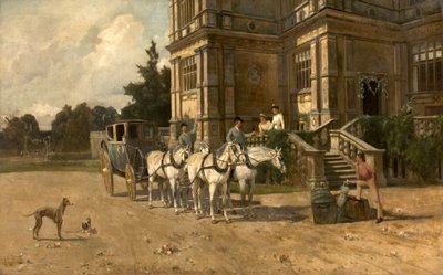 वोल्टन हॉल का फ्रंट व्यू, हॉर्स एंड कैरिज के साथ नॉटिंघम, c.1880-1906 द्वारा आर्थर वॉकर रेडगेट