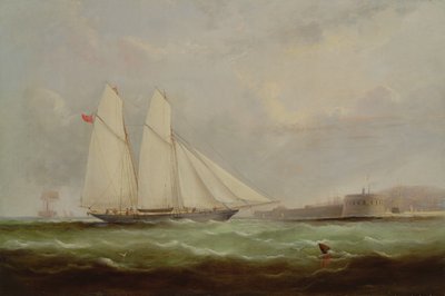शूनर नौका एस्मेराल्डा अप्रोच चेरबर्ग, 1861 द्वारा Arthur Wellington Fowles