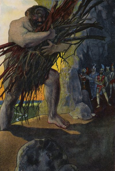 ओडीसियस और उसके साथी Cyclops Polyphemus की गुफा में द्वारा आर्थर शीनर