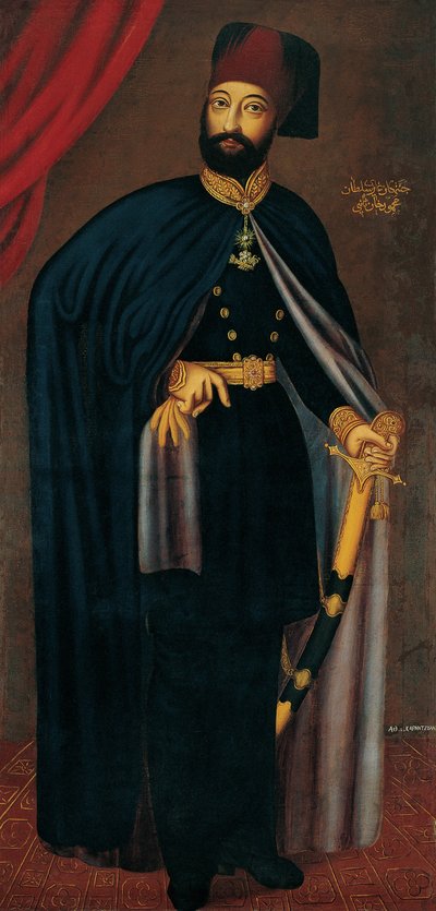 1828 के बाद तुर्क साम्राज्य के सुल्तान महमूद द्वितीय 1785-1839 का चित्र द्वारा अथानासिओस करंत्ज़ौलास