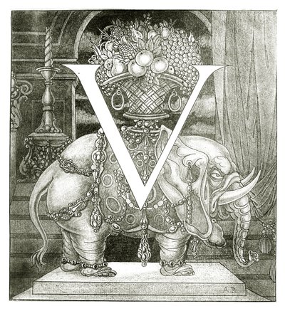 प्रारंभिक पत्र &39;वी&39; से वॉलपोन, 1898 द्वारा ऑब्रे बियर्डस्ले