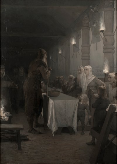 फ्रिथिओफ़ की गाथा: किंग रिंग के दरबार में फ्रिथिओफ़, 1880 का दशक। द्वारा अगस्त माल्मस्ट्रोम