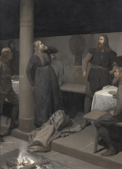 बर्न्ट नेजल की कहानी: गुन्नार और हॉलगेर्र, सी। 1895. द्वारा अगस्त माल्मस्ट्रोम