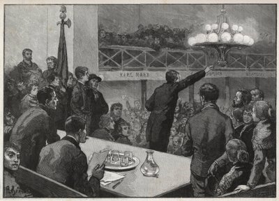 1885 में वूरुइट में हड़ताल के लिए बैठक - 1885 में उत्कीर्णन "ले मोंडे शानदार" - जेरार्डिन द्वारा ड्राइंग द्वारा अगस्टे (बाद) जेरार्डिन