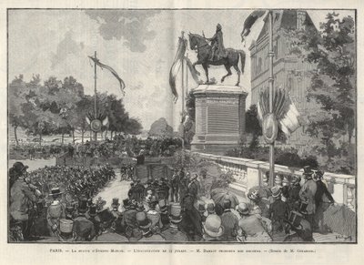 पेरिस - - एटिने मार्सेल की प्रतिमा के होटल डे विले डे पेरिस में 15 जुलाई 1888 को उद्घाटन के दौरान मिस्टर डार्लोट का भाषण - 1888 के "द इलस्ट्रस वर्ल्ड" में जेरार्डिन द्वारा ड्राइंग द्वारा अगस्टे (बाद) जेरार्डिन
