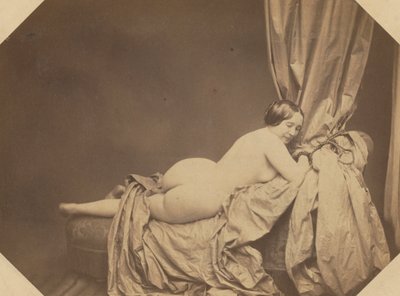 अकादमिक नग्न, एक सोफे पर झुकना, सी। 1855। द्वारा Auguste Belloc