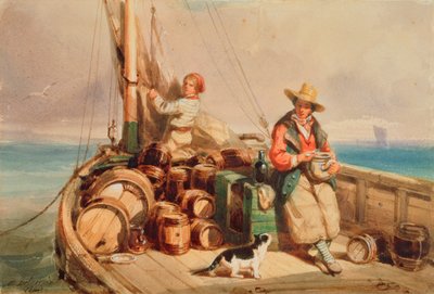 एक नाव पर दो आंकड़े, 1843 (कागज पर wc) द्वारा अगस्टे डेलाक्रोइक्स