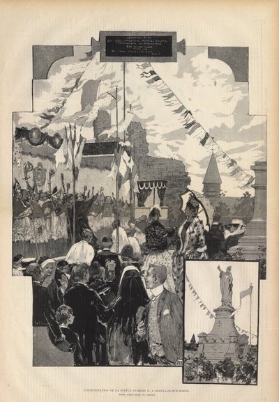 21 जुलाई 1887 को चेटिलन-सुर-मार्न में पोप अर्बन II की प्रतिमा का उद्घाटन। पेरिस में अगस्टे फ्रेंकोइस मैरी गोर्गुएट (1862-1927) द्वारा डी'प्रेस नेचर का चित्रण, 1887 का शानदार। द्वारा अगस्टे फ्रेंकोइस गोर्गुएट