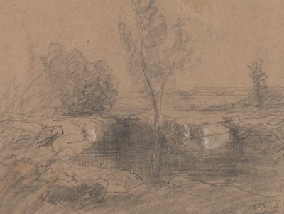 लैंडस्केप, c.1853-65 (कागज पर पेंसिल और वॉश) द्वारा अगस्टे फ्रेंकोइस रेवियर