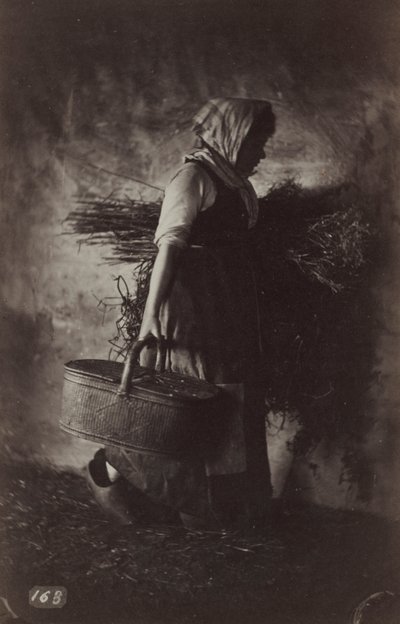 टोकरी और घास ले जाने वाली महिला किसान, c. 1870. द्वारा अगस्टे गिरौडोन
