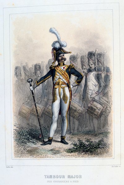 ग्रेनेडियर्स-ए-पिएड, 1859 का ड्रम मेजर। द्वारा अगस्टे रैफेट