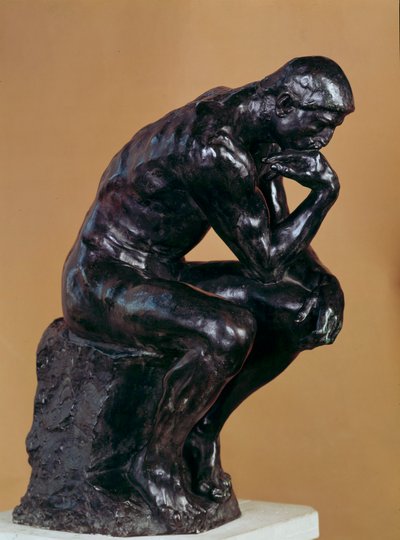 अगस्टे रोडिन (1840-1917) द्वारा विचारक कांस्य मूर्तिकला। द्वारा अगस्टे रोडिन