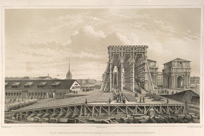 निर्माण पर पहला स्तंभ: सेंट इसाक कैथेड्रल का निर्माण, 1845 द्वारा अगस्टे डे मोंटेफ्रैंड