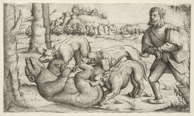 एक भालू का शिकार, 1569। द्वारा ऑगस्टिन हिर्शचोगेल