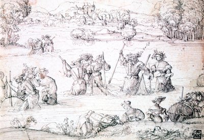 वर्षा में मछली पकड़ना, c1513-1553 द्वारा ऑगस्टिन हिर्शचोगेल