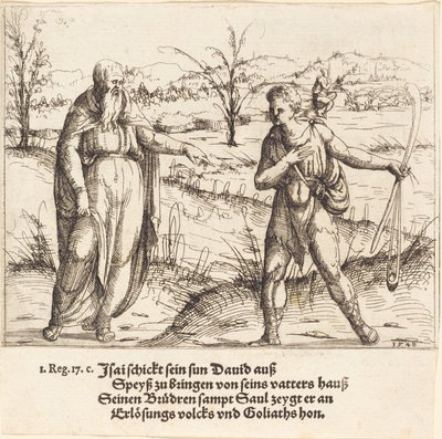जेसी डेविड को उनके भाइयों और शाऊल, 1548 को भेजता है। द्वारा ऑगस्टिन हिर्शचोगेल