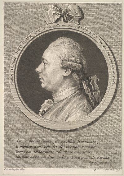 आंद्रे डैनिकन फिलिडोर का पोर्ट्रेट, 1772। द्वारा ऑगस्टिन डी सेंट औबिन