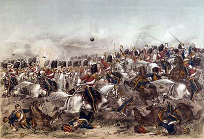 बालाक्लाव की लड़ाई। स्कॉट्स ग्रेज़ का शानदार प्रभार, 25 अक्टूबर 1854, ऑगस्टस बटलर द्वारा उत्कीर्ण, स्टैनार्ड और डिक्सन, लंदन द्वारा प्रकाशित, 6 जनवरी 1855 द्वारा Augustus Butler