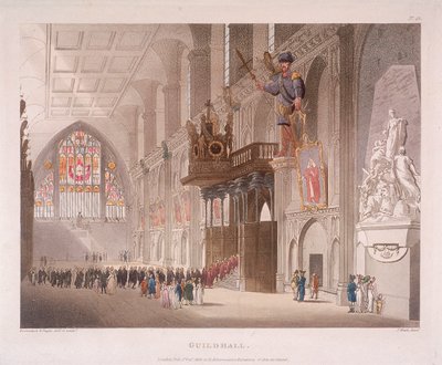 गिल्डहॉल, लंदन, 1808 द्वारा ऑगस्टस चार्ल्स पुगिन, थॉमस रोलैंडसन