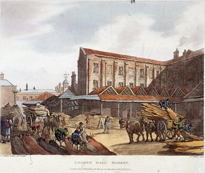 लीडेनहॉल मार्केट, लंदन, 1809 द्वारा ऑगस्टस चार्ल्स पुगिन, थॉमस रोलैंडसन