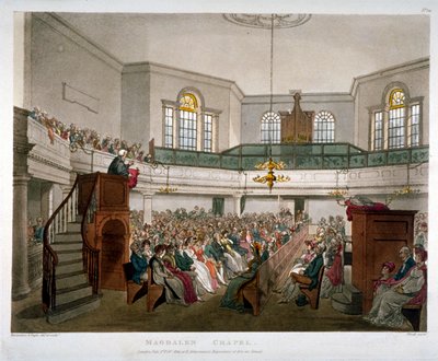 मैग्डलेन चैपल, सेंट जॉर्ज फील्ड्स, साउथवार्क, लंदन, 1809 द्वारा ऑगस्टस चार्ल्स पुगिन, थॉमस रोलैंडसन