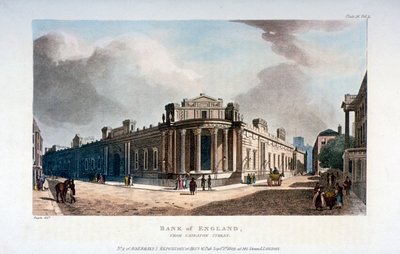 बैंक ऑफ इंग्लैंड, कैटेटन स्ट्रीट, लंदन शहर से, 1809 द्वारा ऑगस्टस चार्ल्स पुगिन