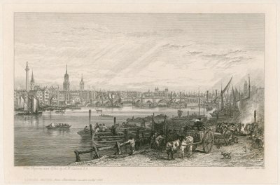 1826 में न्यू लंदन ब्रिज का निर्माण द्वारा ऑगस्टस वॉल कॉलकोट