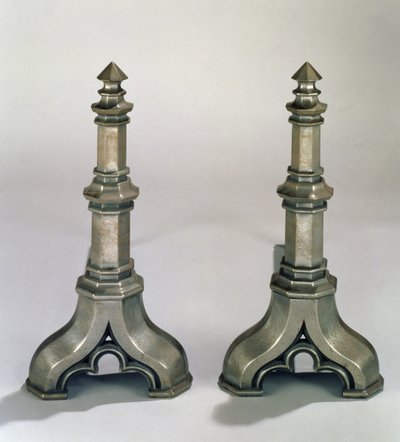 गॉथिक शैली की जोड़ी Andirons, c.1836 (कच्चा इस्पात) द्वारा ऑगस्टस वेल्बी नॉर्थमोर पुगिन