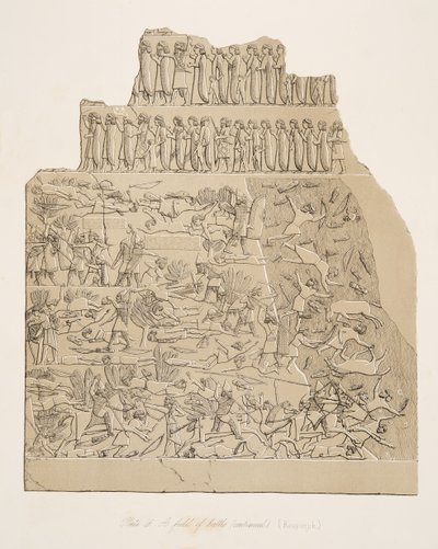 नीनवे के स्मारकों, पब से लड़ाई का एक क्षेत्र (कौयुनजिक)। 1849 द्वारा ऑस्टेन हेनरी लेयर्ड