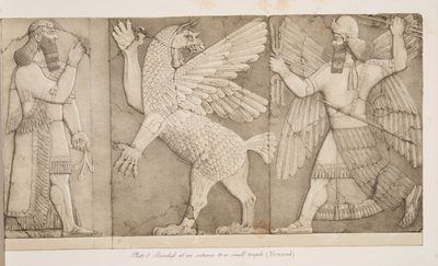 नीनवे के स्मारकों, पब के एक छोटे से मंदिर (निम्रॉड) के प्रवेश द्वार पर स्थित है। 1849 द्वारा ऑस्टेन हेनरी लेयर्ड