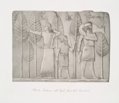 चिकारे, खरगोश और पक्षियों के साथ व्याध (खोरसाबाद) द्वारा ऑस्टेन हेनरी लेयर्ड