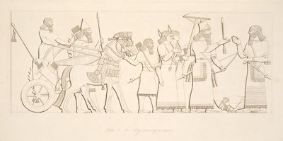 राजा, कैदियों को प्राप्त करने वाले, नीनवे के स्मारक से, पब। 1849 द्वारा ऑस्टेन हेनरी लेयर्ड