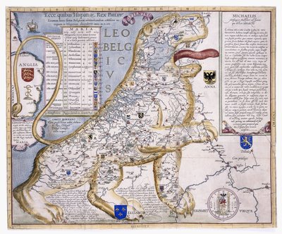 लियो बेल्बिकस, एक शेर के आकार में कम देशों को दिखाते हुए, 1586 द्वारा Austrian School