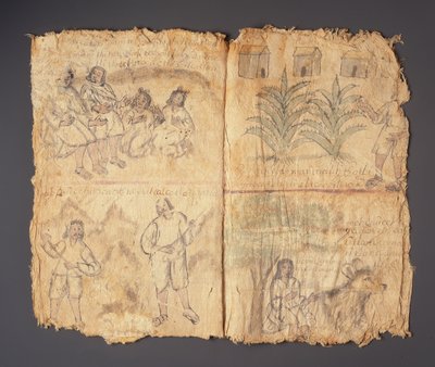 Techialoyan Codex, Coyotepec Coyonazco, मैक्सिको (कागज पर वर्णक और स्याही) द्वारा एज़्टेक