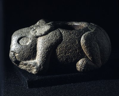 एज़्टेक कला: ओमेटोचटली, नशे के भगवान खरगोश मालिक। द्वारा एज़्टेक एज़्टेक