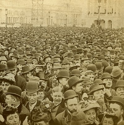 कोलंबियन प्रदर्शनी, शिकागो, इलिनोइस, यूएसए, 1893 के उद्घाटन पर भीड़। द्वारा बीडब्ल्यू किलबर्न