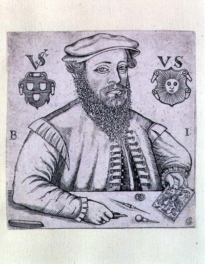वर्जिलियस सोलिस का पोर्ट्रेट (1514-62) जर्मन प्रिंटमेकर द्वारा बल्थासर जेनिचेन