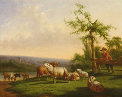एक झुंड के साथ देहाती लैंडस्केप द्वारा Balthasar Paul Ommeganck