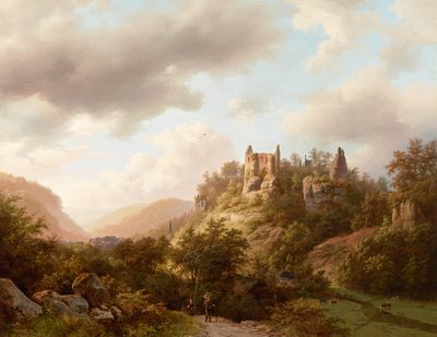 1848 में लॉरोचेट कैसल का दृश्य। द्वारा Barend Cornelis Koekkoek