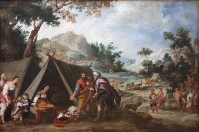 अपने चोरी के घरेलू देवताओं के लिए लाबान की खोज, सी। 1665-1670। द्वारा बार्टोलोमे एस्टेबन मुरिलो