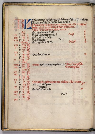 मिसल: फूल। 3v: फरवरी कैलेंडर पेज, 1469। द्वारा बार्टोलोमो कैपोराली