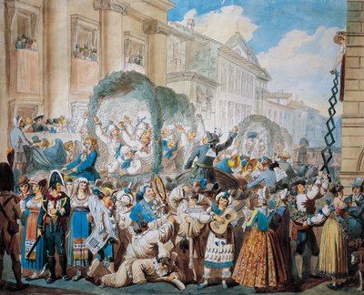 रोम में सैन कार्लो अल कोरसो में शिष्ट दृश्य, बार्टोलोमो पिनेली (1781-1835) द्वारा द्वारा बार्टोलोमो पिनेली